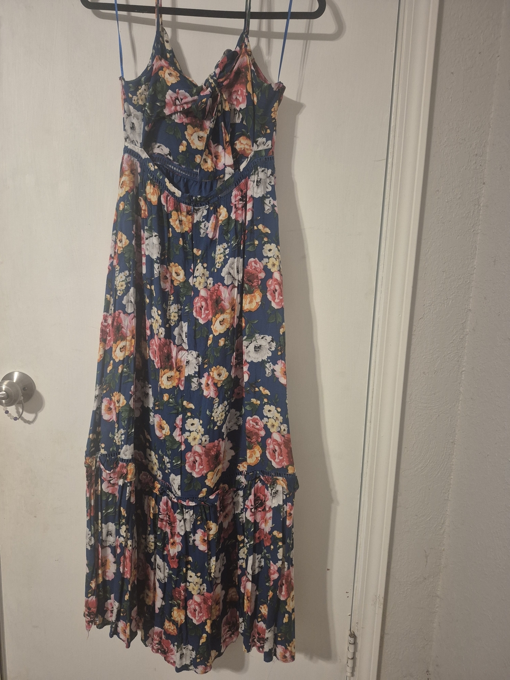 Altar'd State Navy Floral Spaghetti-Strap Maxi Dress